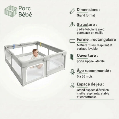 Grand parc pour bébé en tissu info technique