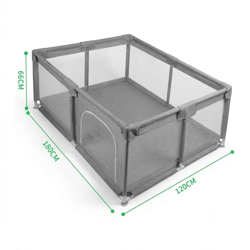 Parc bebe en tissu grise anti-derapant 180x20