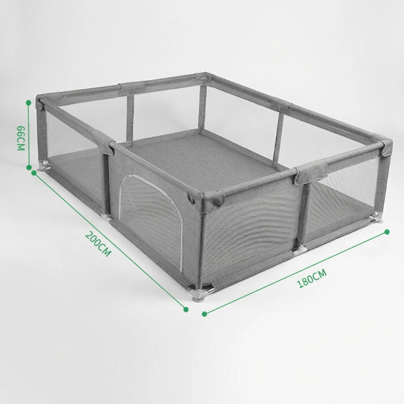 Parc bebe en tissu grise anti-derapant 200x180