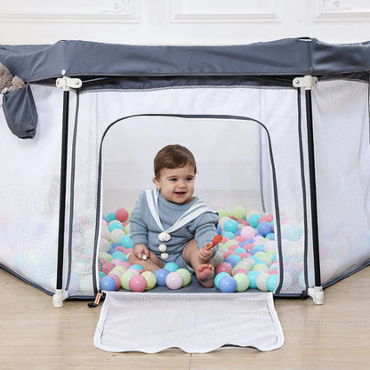 La porte ouverte du Parc bebe pliable rond en tissu