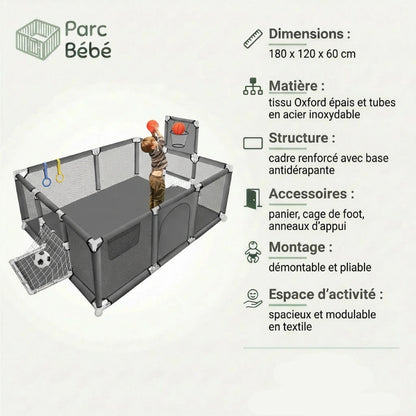 Les infos technique du Parc pour bebe attractive en tissu