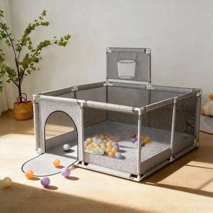 Parc pour bebe grise en tissu