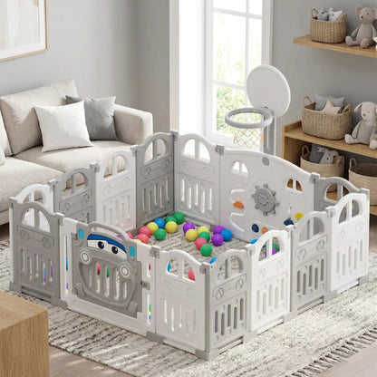 Parc pour bebe pliable geant gris