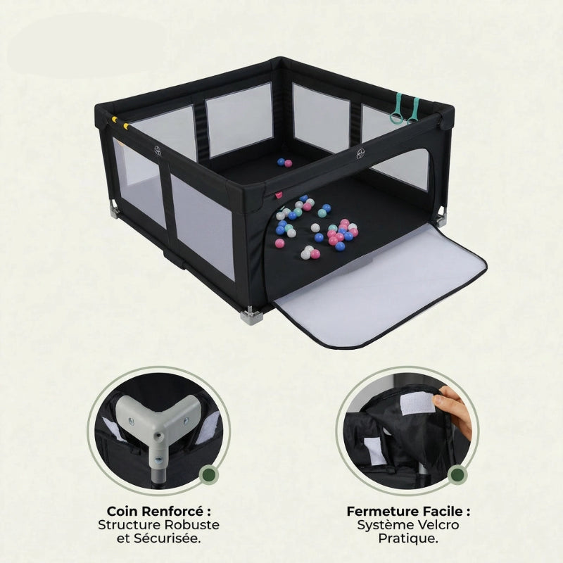Parc pour bebe pliable noir usp