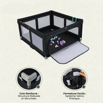 Parc pour bebe pliable noir usp