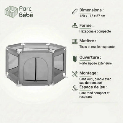 Les infos technique du Petit parc bebe rond en tissu