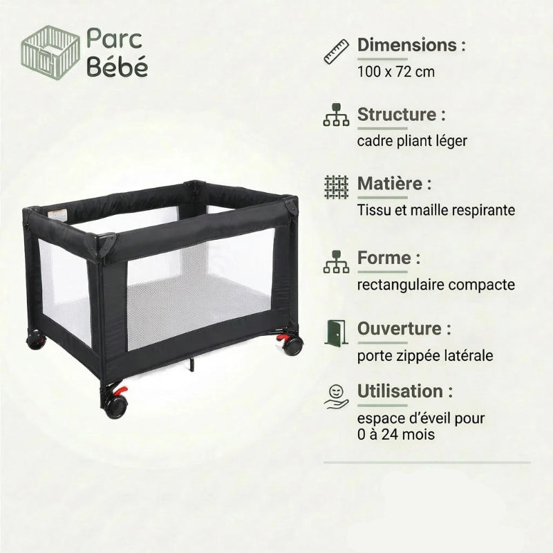 Les infos technique du Petit parc pour bebe pliant en tissu
