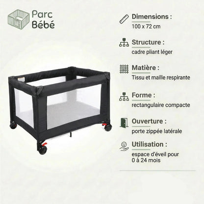 Les infos technique du Petit parc pour bebe pliant en tissu