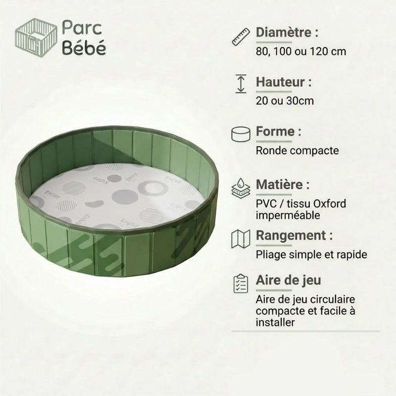 Les infos technique du Petit parc pour bebe pliant rond