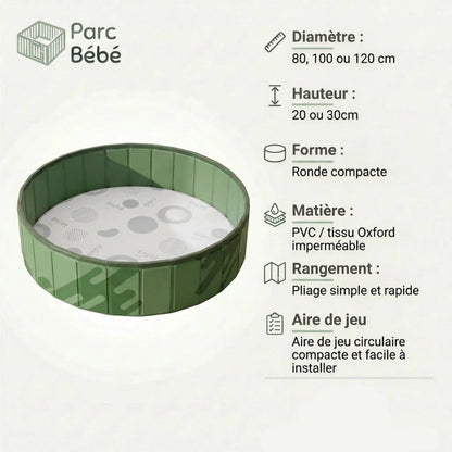 Les infos technique du Petit parc pour bebe pliant rond