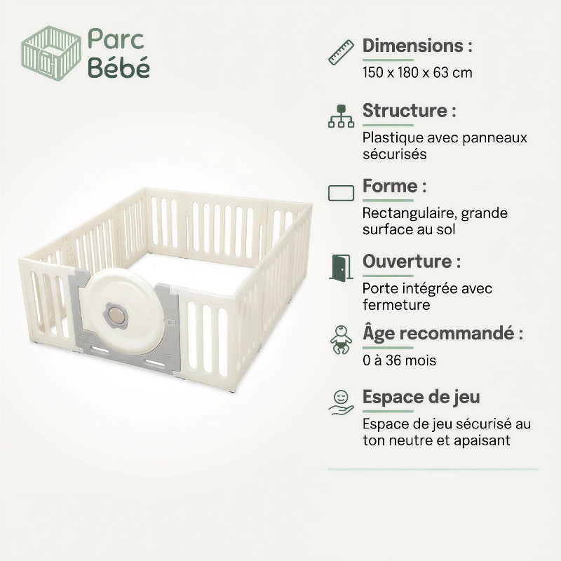 La fiche technique du parc bébé beige